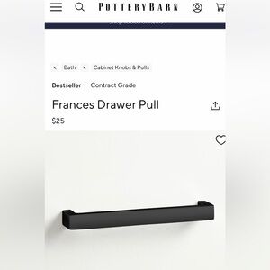Pottery Barn Matte Black Drawer Handle